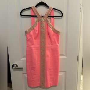 Lilly Pulitzer sz 2 pink and gold mini dress